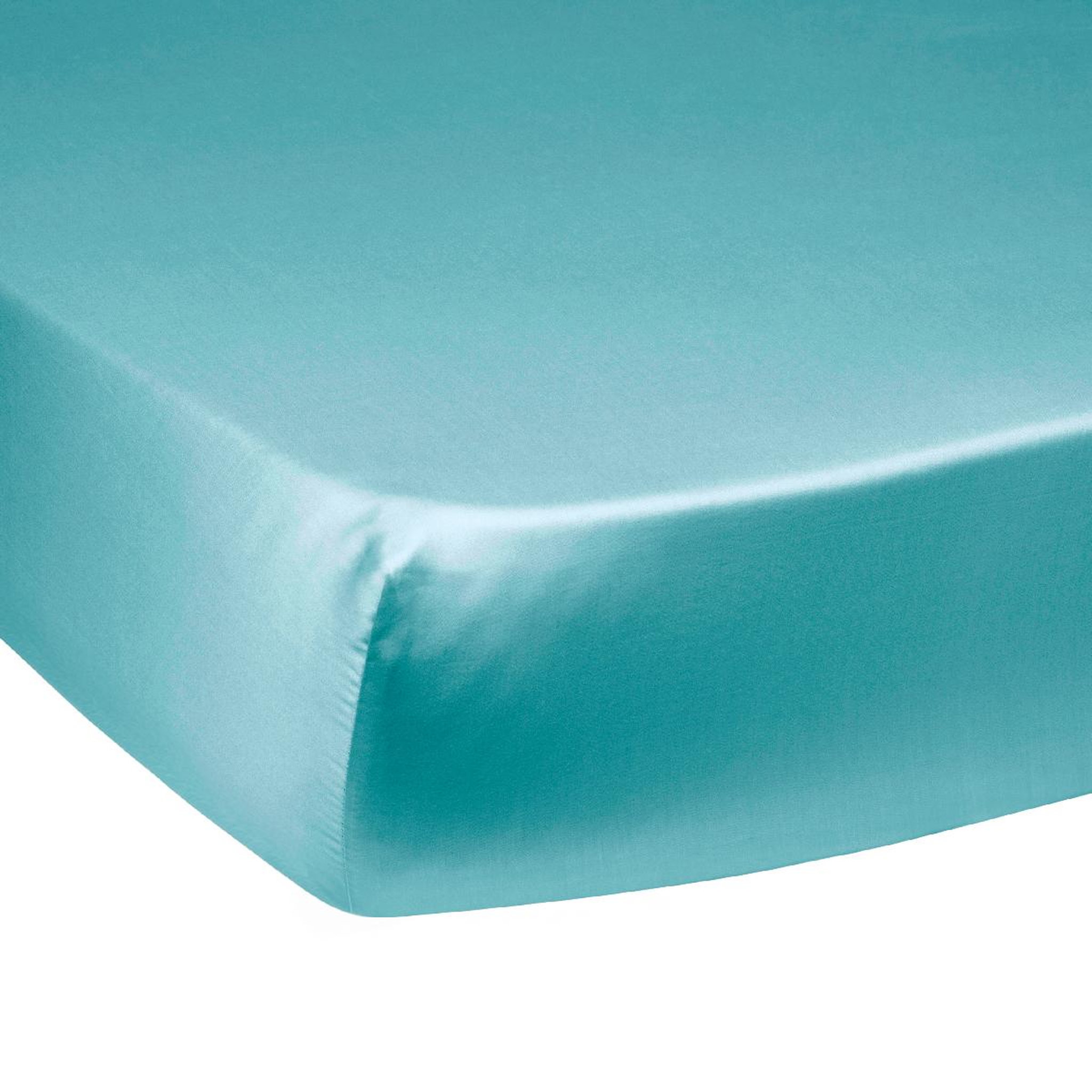 DODO Drap housse harmonie satin de coton coloris turquoise. Coloris disponibles : Bleu