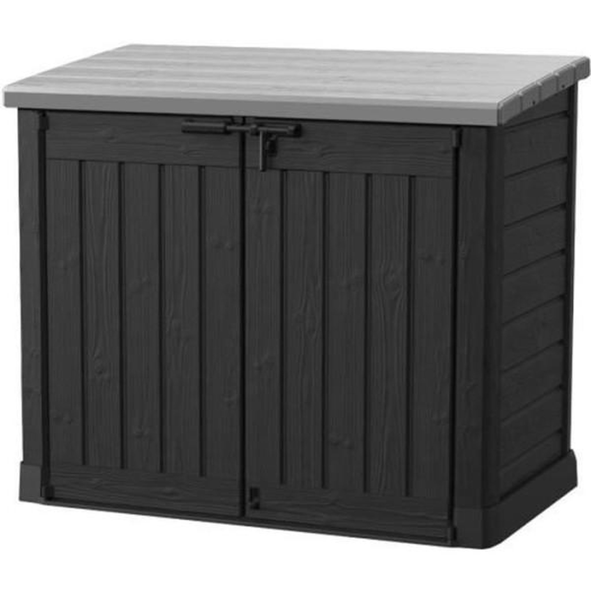 Keter Coffre de rangement extérieur KETER en résine 1200 litres Noir et gris - Range Poubelles ou vélo
