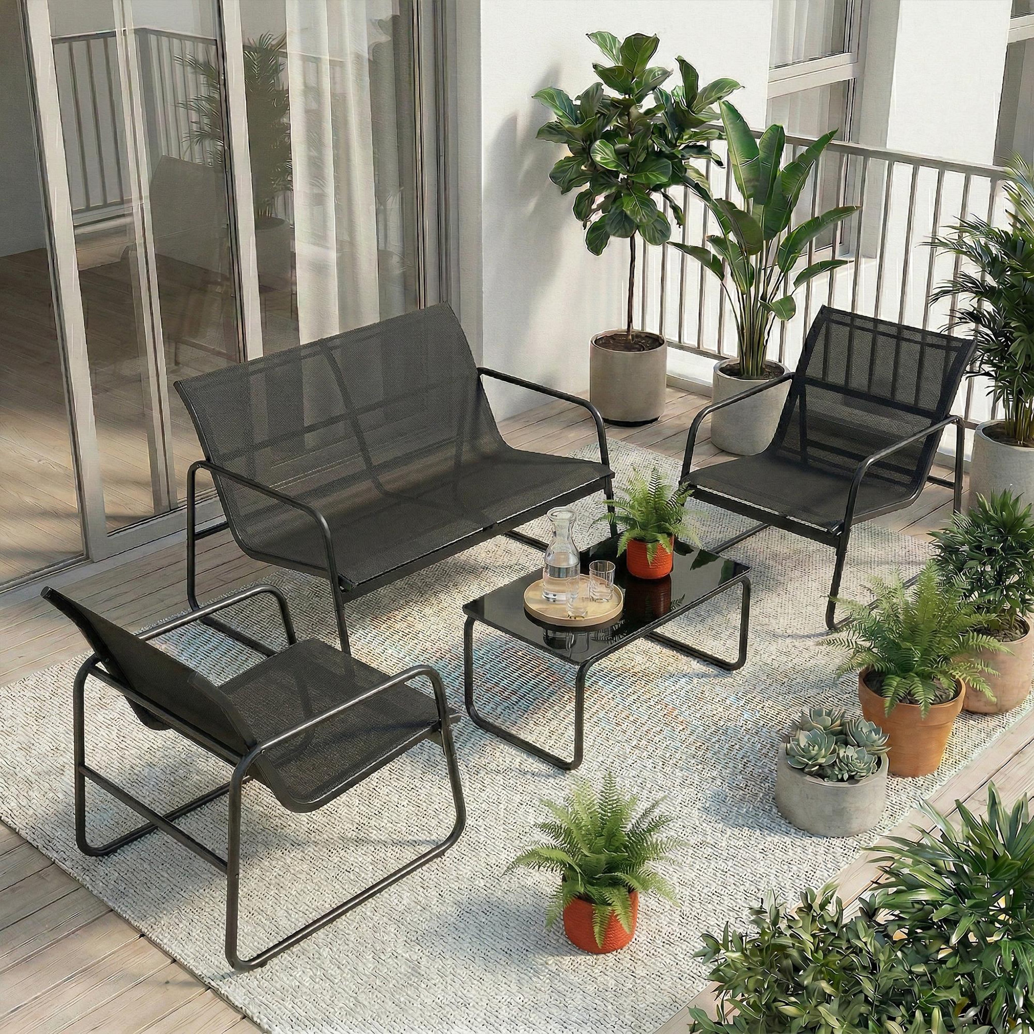 Voir la diapositive 4 : OUTSUNNY Salon de jardin 4 places 4 pièces style yachting
