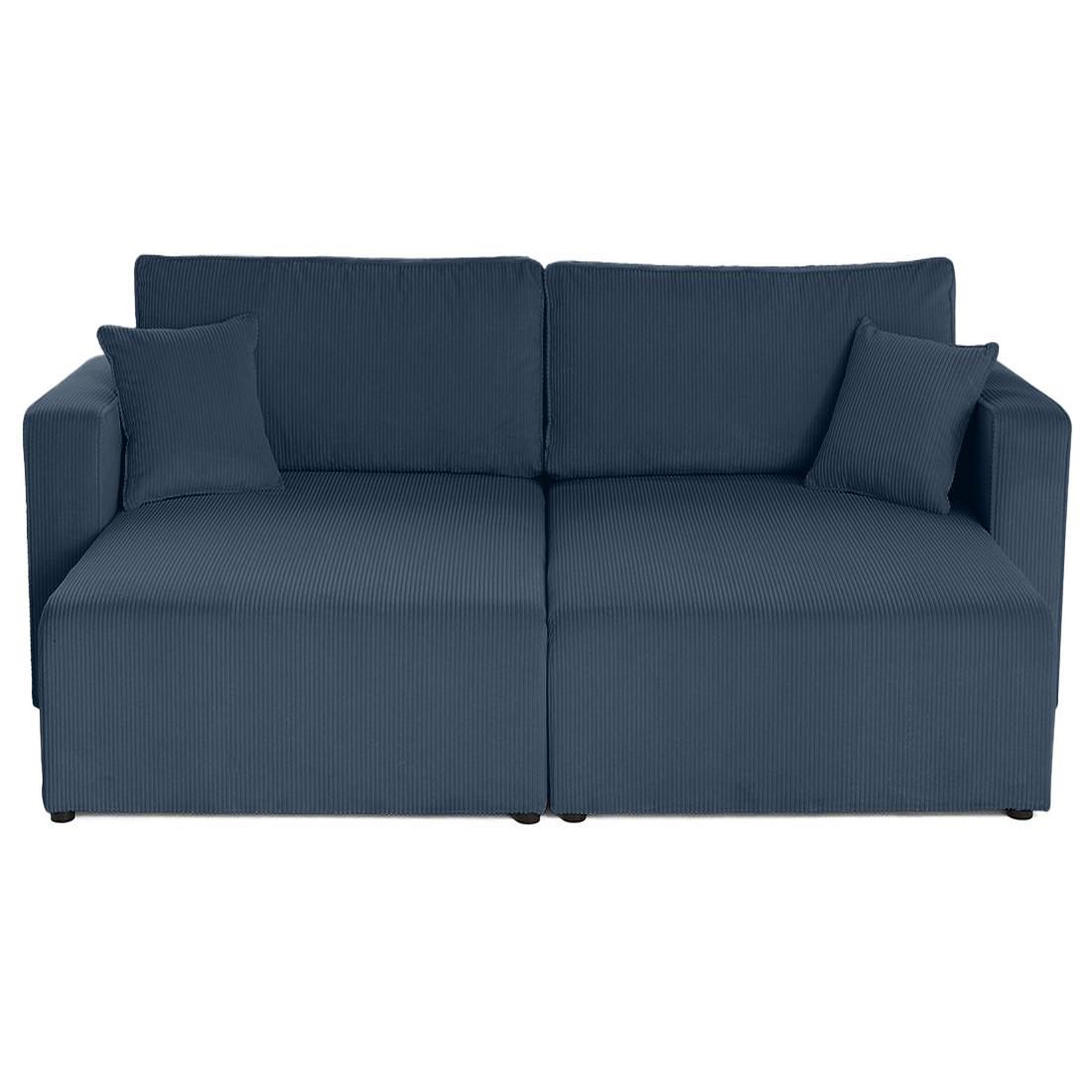 BEST MOBILIER Topaze - canapé droit 4 places avec double méridienne - assise profonde - en velours côtelé. Coloris disponibles : Gris, Vert, Orange, Noir, Beige, Bleu