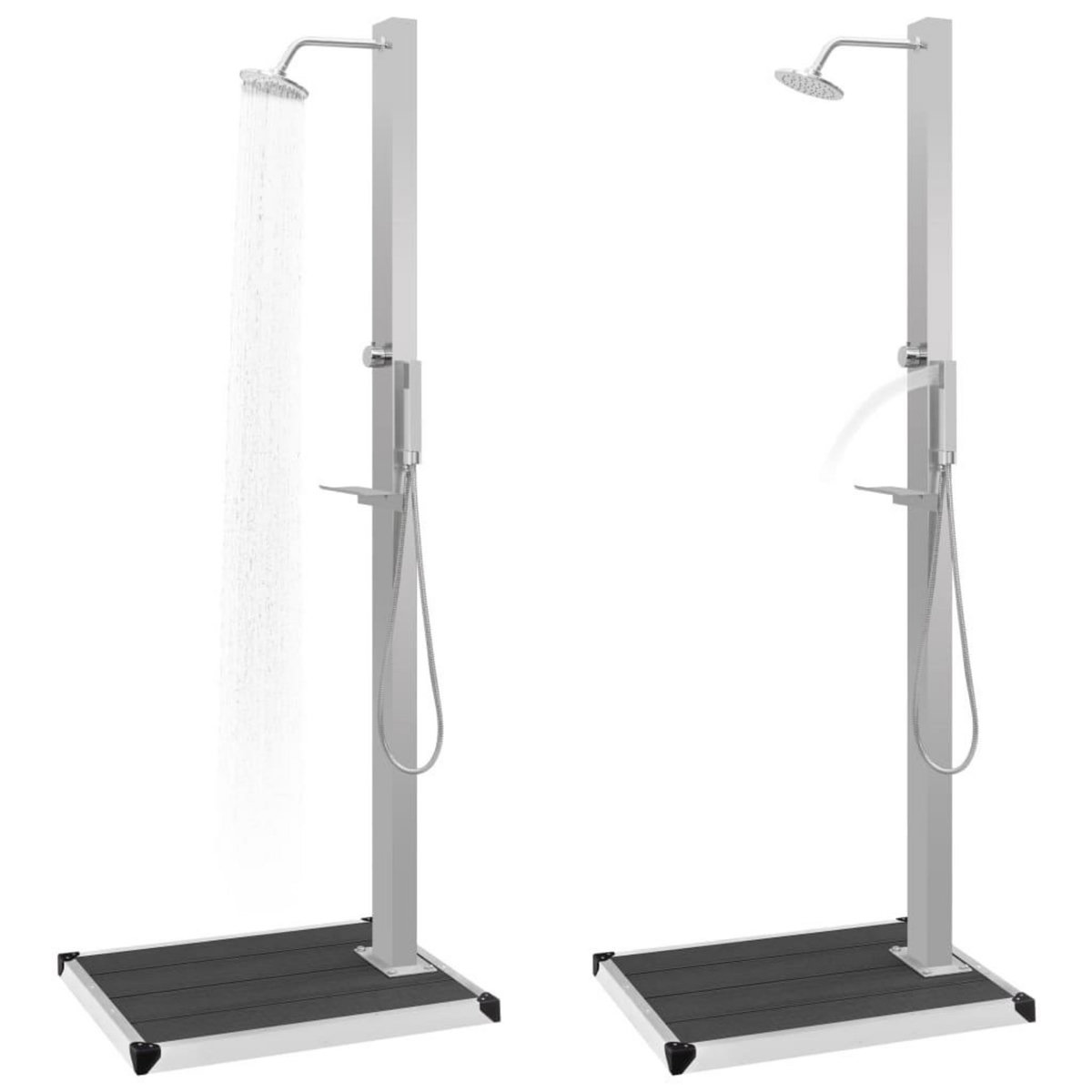 VIDAXL Douche d'exterieur avec receveur de douche WPC Acier inoxydable