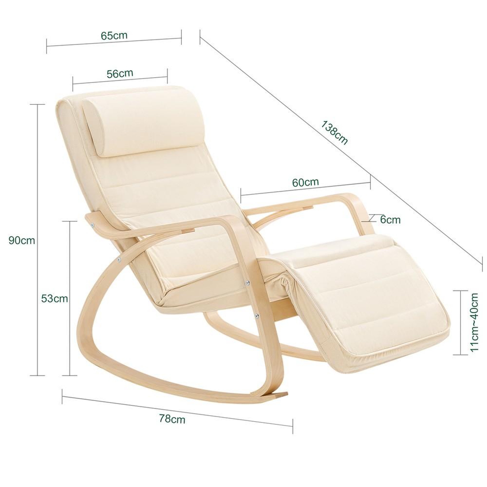 Voir la diapositive 3 : SOBUY SoBuy - Fauteuil À Bascule avec repose-pieds et appui-tête réglables - Nordique - FST16