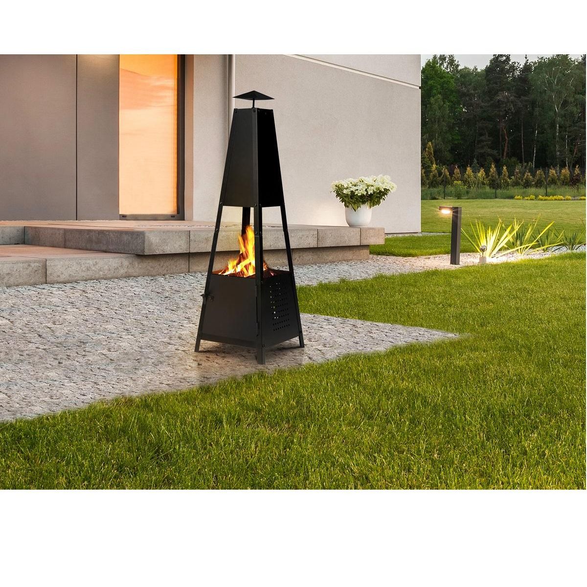 Brasero pyramide acier 25,5x30x25 cm MAYA