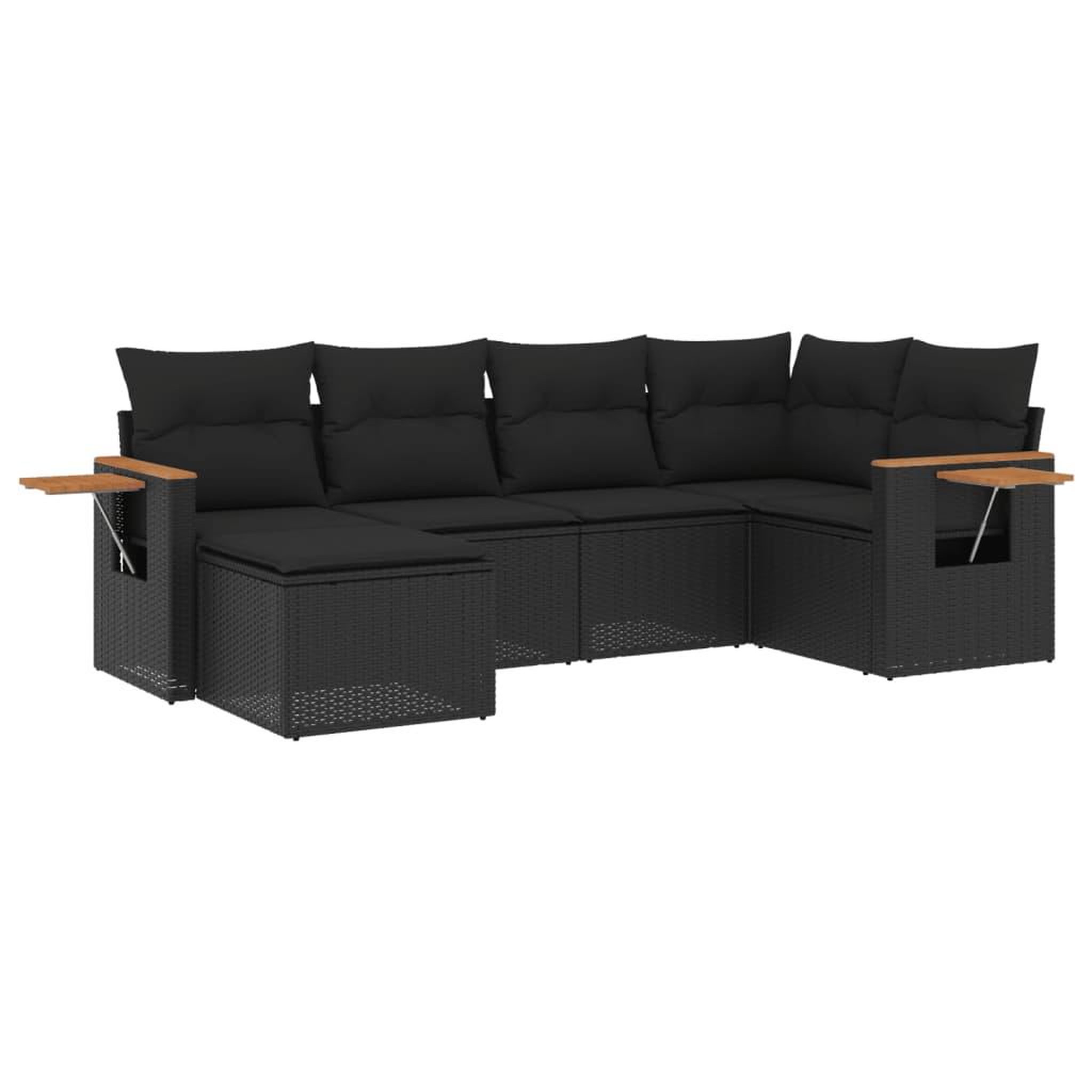 Voir la diapositive 2 : VIDAXL Salon de jardin 6 pcs avec coussins noir resine tressee