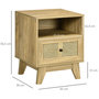 Voir la diapositive 3 : HOMCOM Chevet style bohème - table de nuit design - tiroir, niche - aspect bois manguier rotin