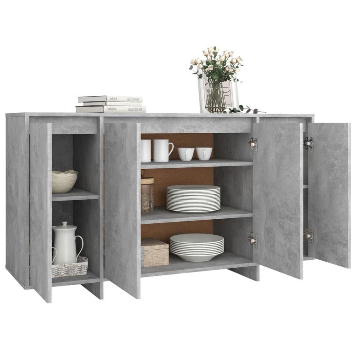 VIDAXL Buffet gris beton 135x41x75 cm bois d'ingenierie