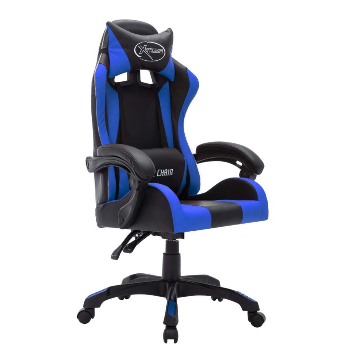 VIDAXL Fauteuil de jeux video avec LED RVB Bleu et noir Similicuir