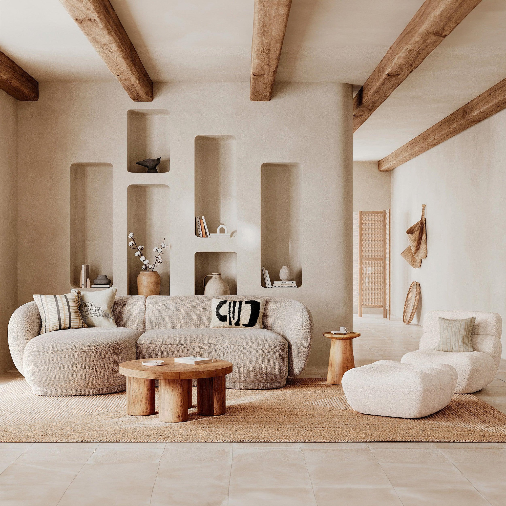 Voir la diapositive 5 : MAISON PAVANE Fauteuil en tissu bouclé blanc-teddy