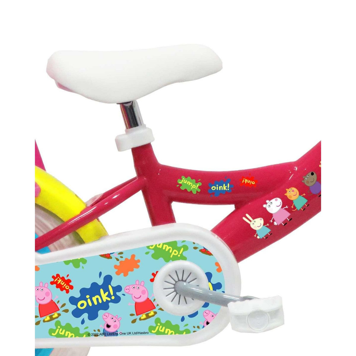 HASBRO Vélo enfant 12'' - Modèle Peppa Pig  pour enfant de taille 85 à 100 cm avec stabilisateurs - 1 Frein - Panier avant - Porte poupée arrière et roues bâtons