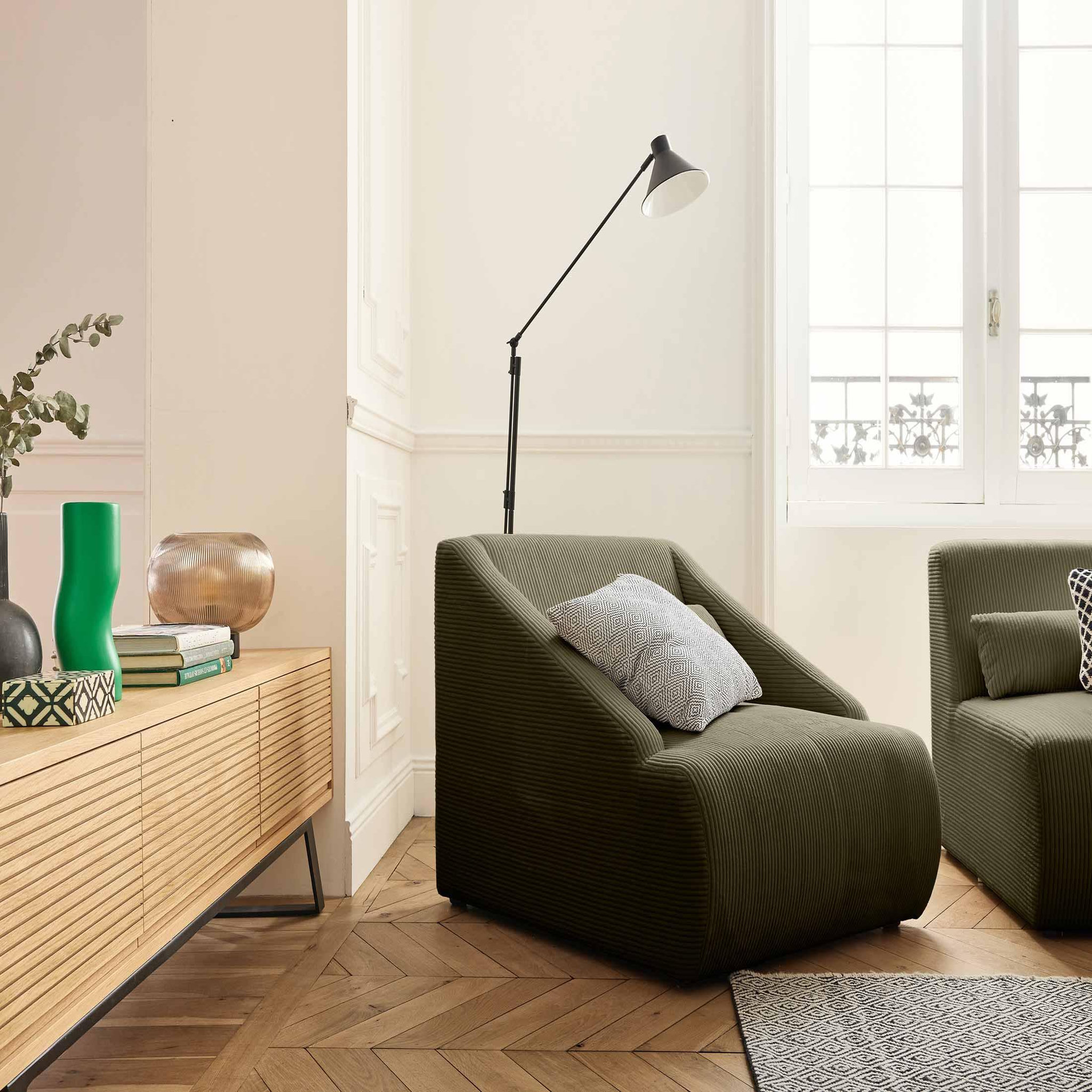 Voir la diapositive 2 : LISA DESIGN Onyx - fauteuil - en velours côtelé