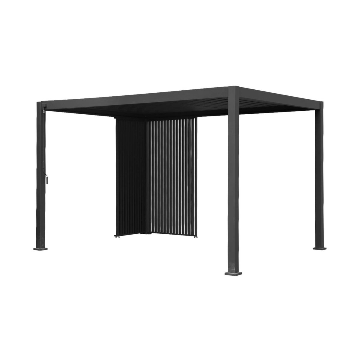 SWEEEK Pergola bioclimatique aluminium 4x3m anthracite + persiennes verticales 100cm et 130cm Triomphe