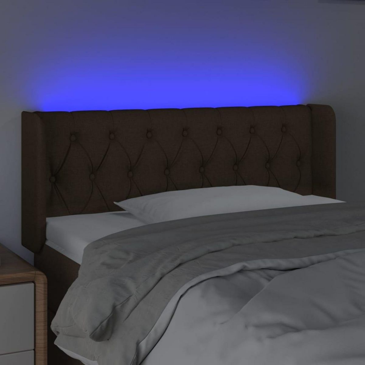 VIDAXL Tete de lit a LED Marron fonce 103x16x78/88 cm Tissu