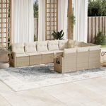 VIDAXL Salon de jardin avec coussins 10 pcs beige resine tressee