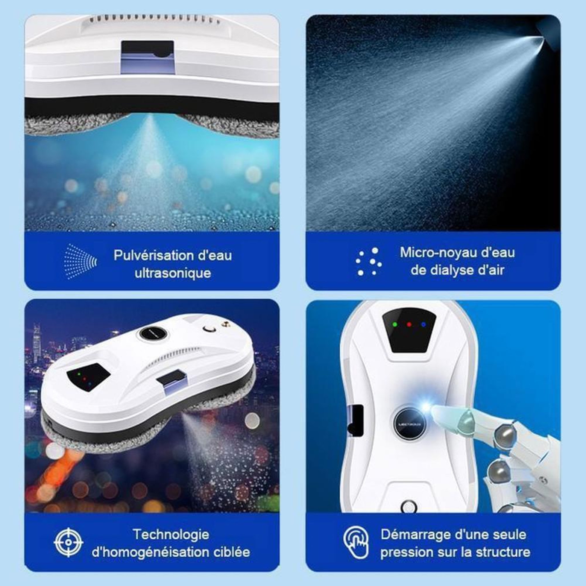 Voir la diapositive 6 : Robot nettoyeur laveur de vitres intelligent autonome YW610 blanc