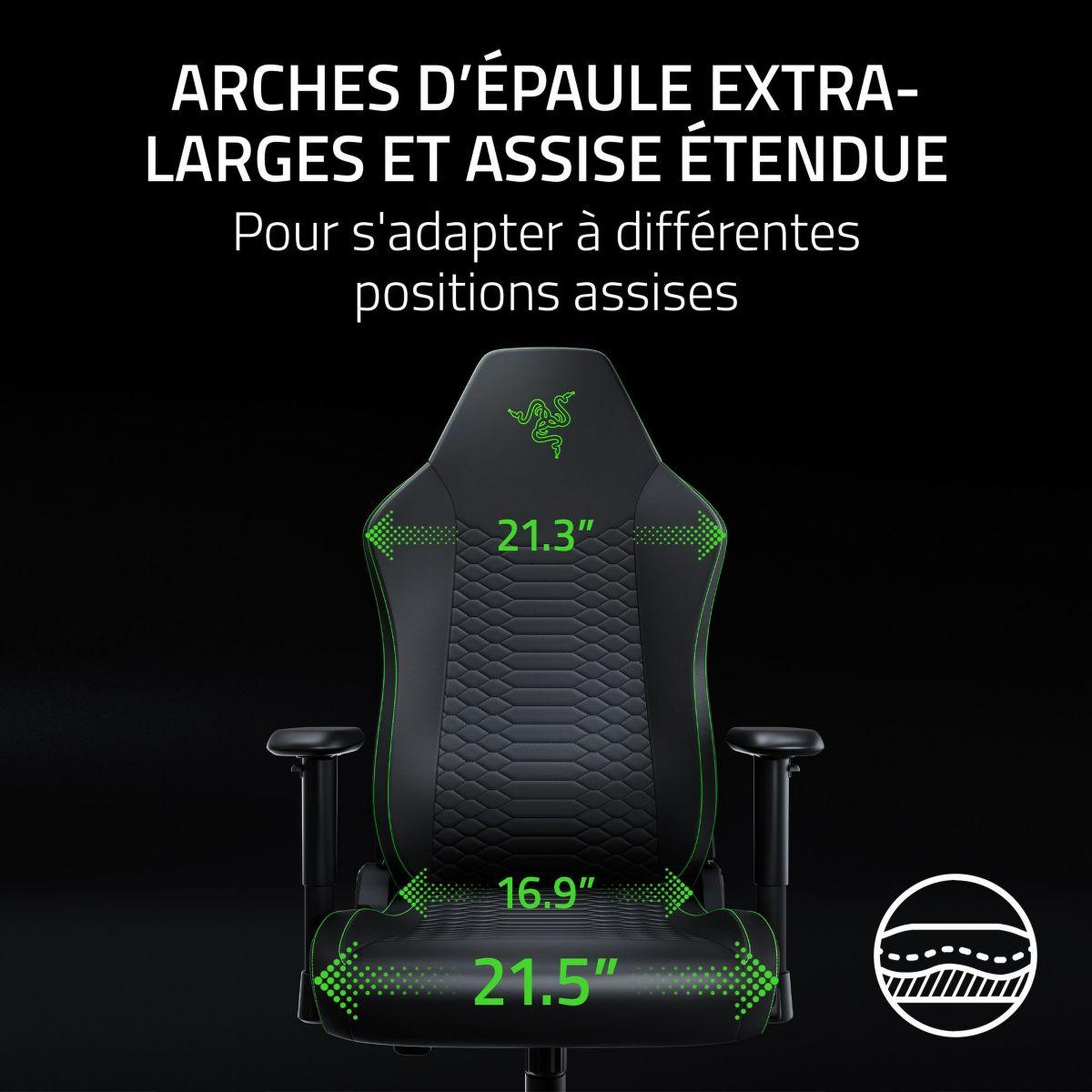 Voir la diapositive 5 : Razer Chaise gaming iskur v2 x newgen black/green