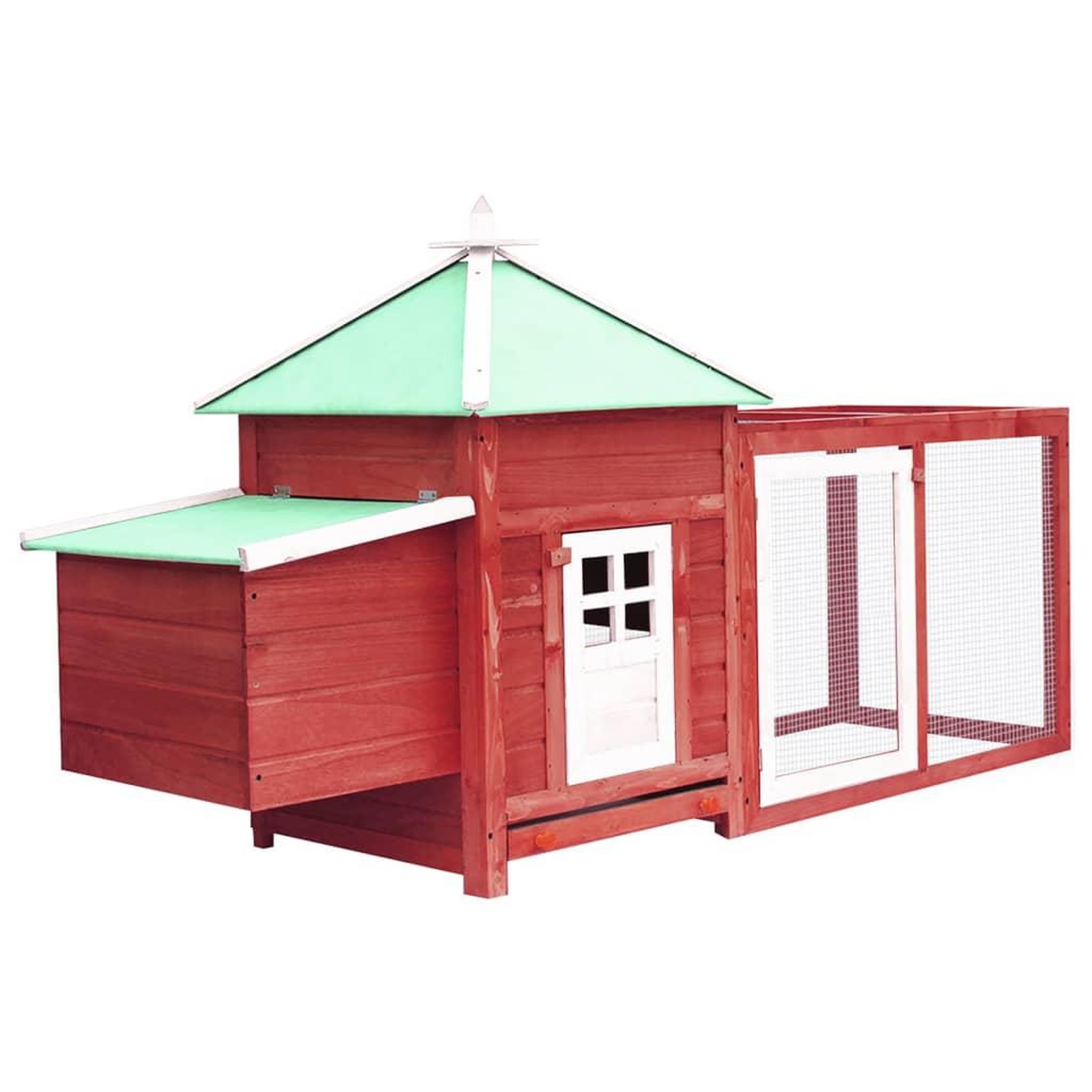 Voir la diapositive 1 : VIDAXL Poulailler avec nichoir Rouge 190x72x102cm Bois de sapin massif