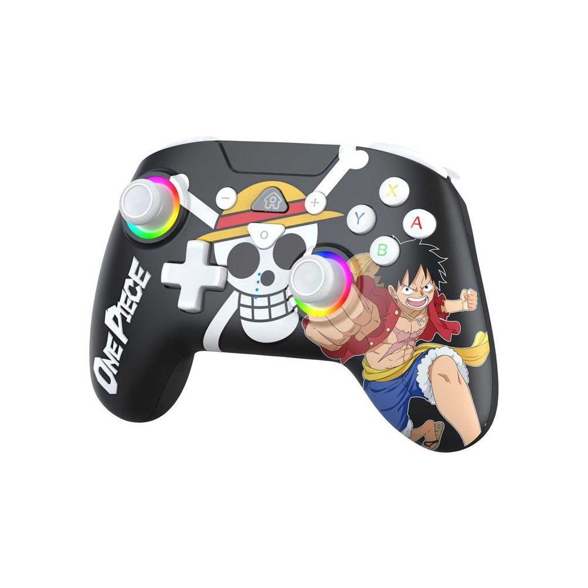 Voir la diapositive 2 : Subsonic Manette sans fil Bluetooth Switch One Piece Luffy Fishman noire, LEDs programmables, gyroscope 6 axes, boutons arrière M1/M2