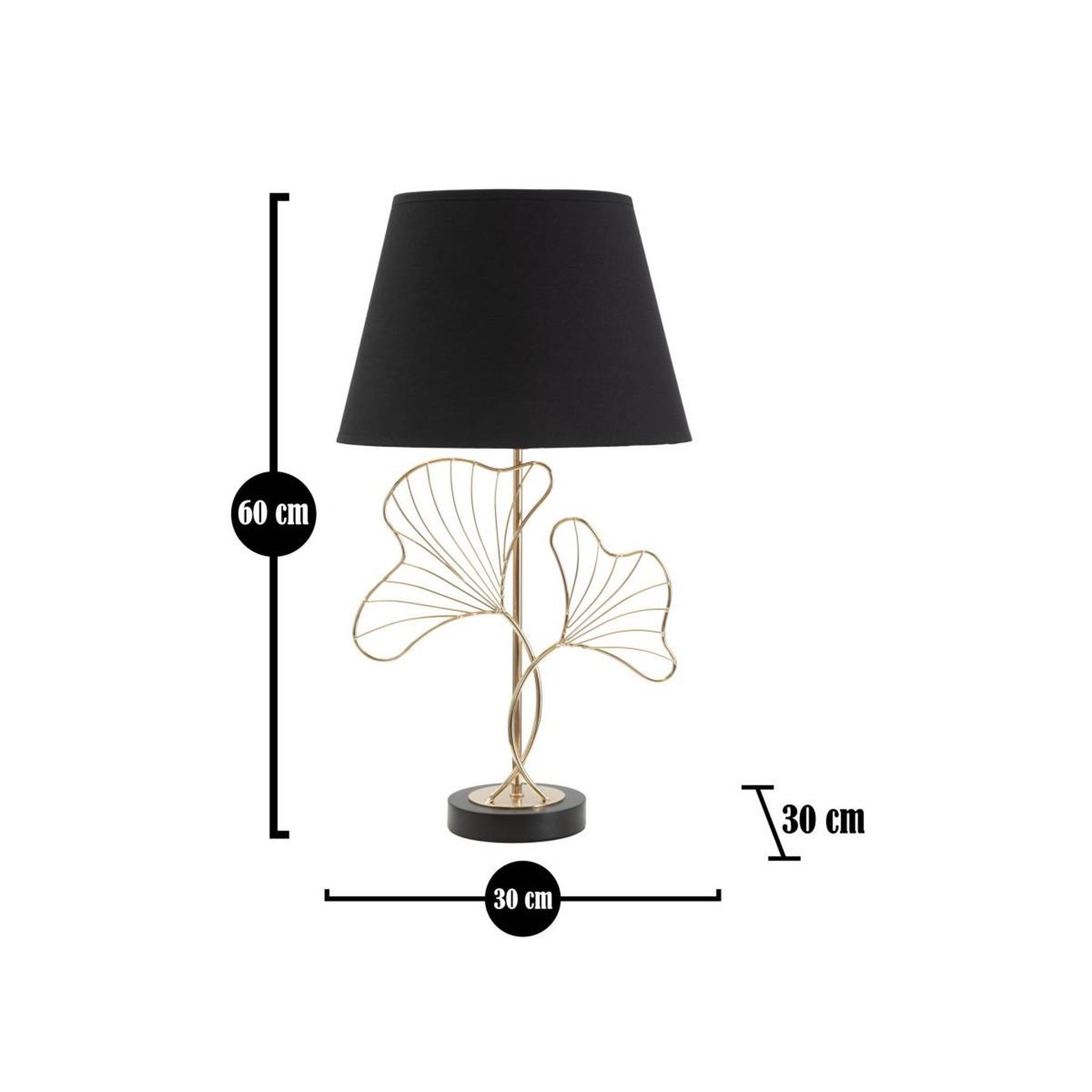 Voir la diapositive 5 : Paris Prix Lampe à poser en métal  feuilles  60cm or & noir