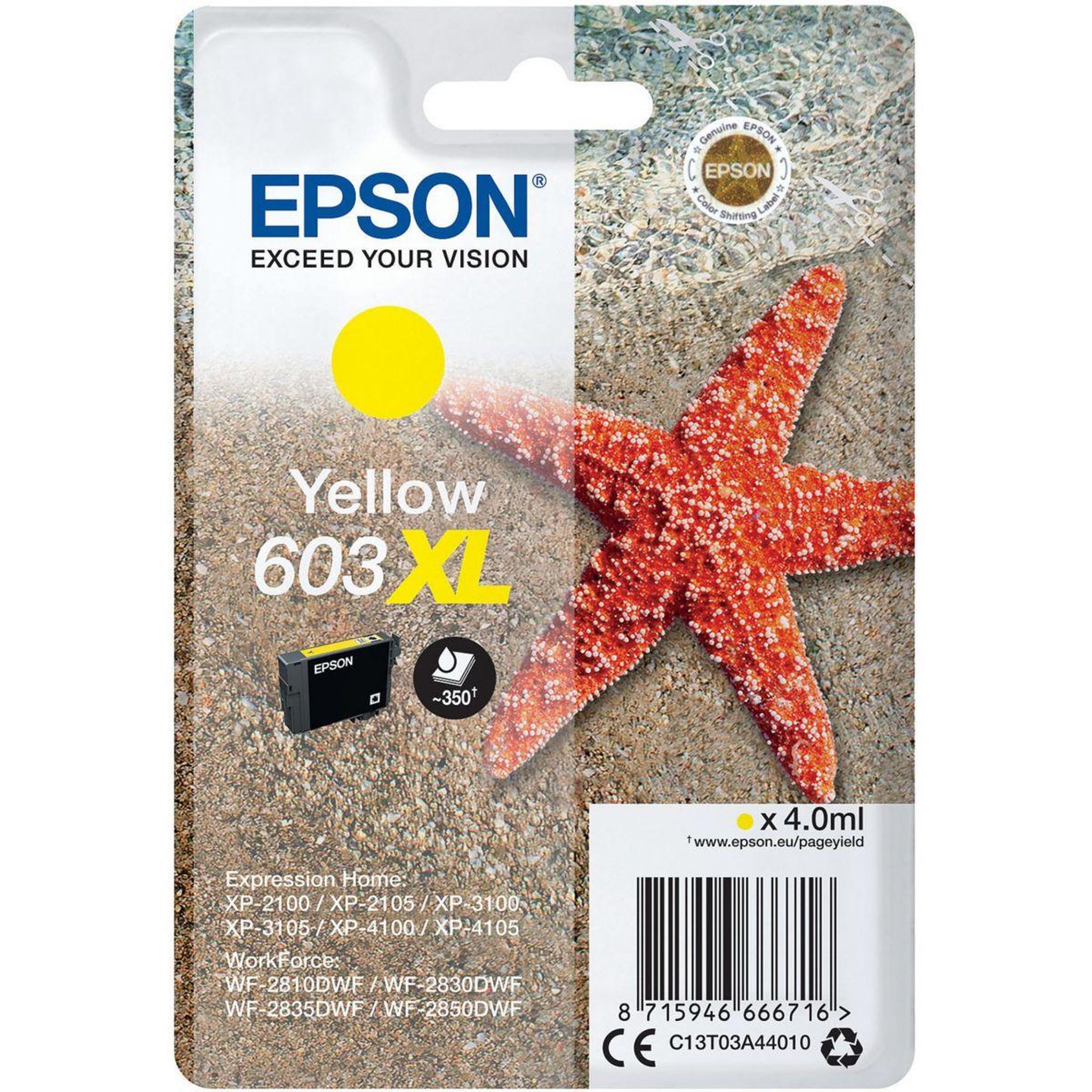 Epson Cartouche d'encre originale 603 xl haute capacité jaune (yellow) - c13t03u44010