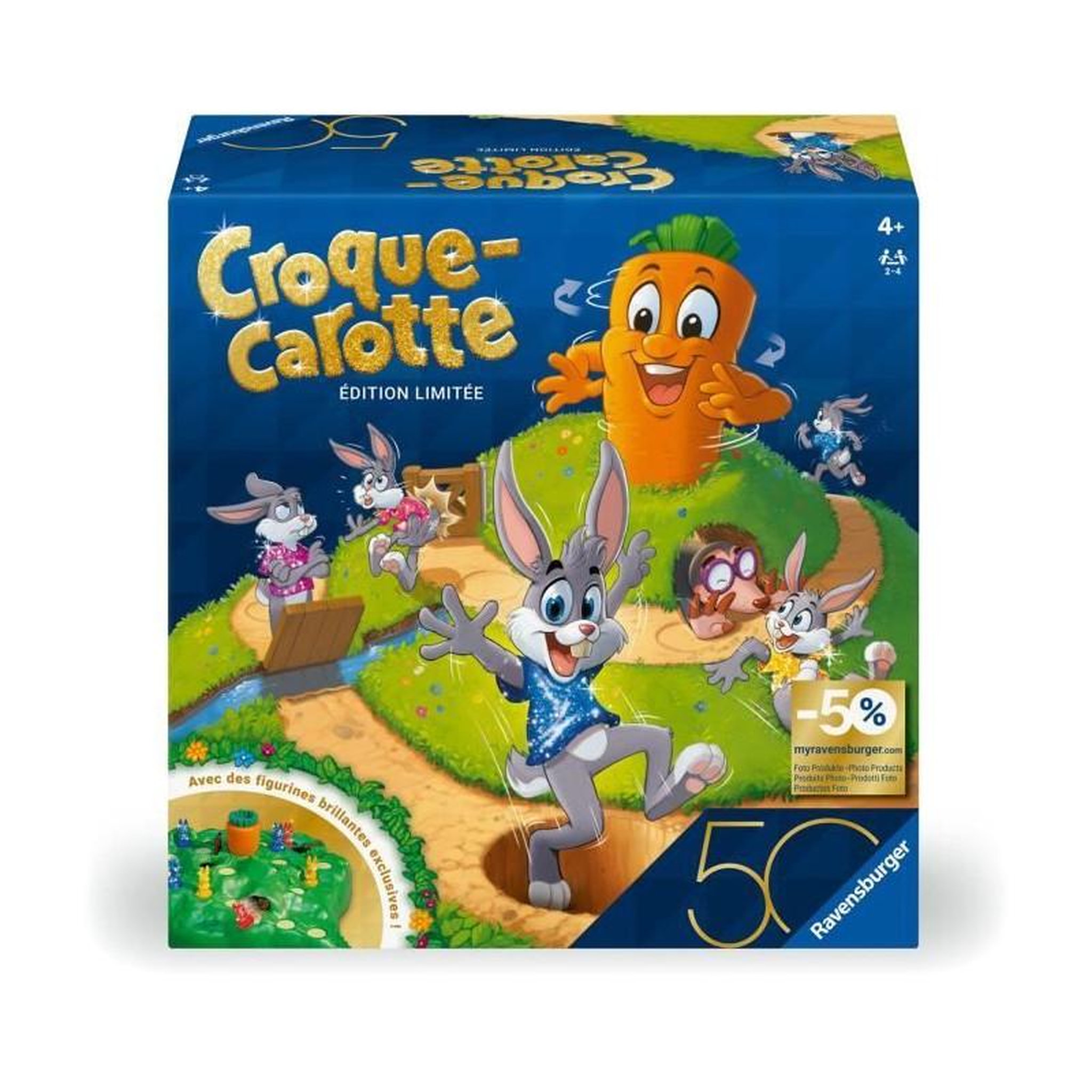 RAVENSBURGER Ravensburger-Croque Carotte 50 ans-Jeu de société-Enfants&Parents-Jeu de parcours rigolo-A partir de 4 ans-Mixte-23006