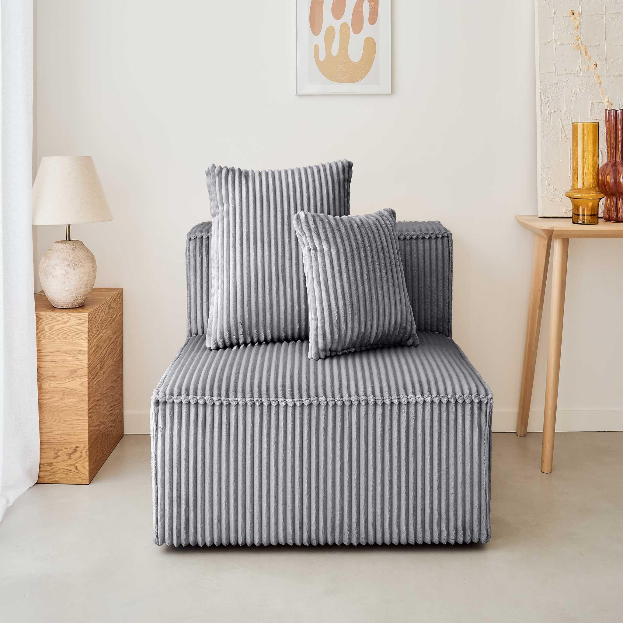 Voir la diapositive 2 : LISA DESIGN Colombine - module d'assise - en velours côtelé grosses côtes