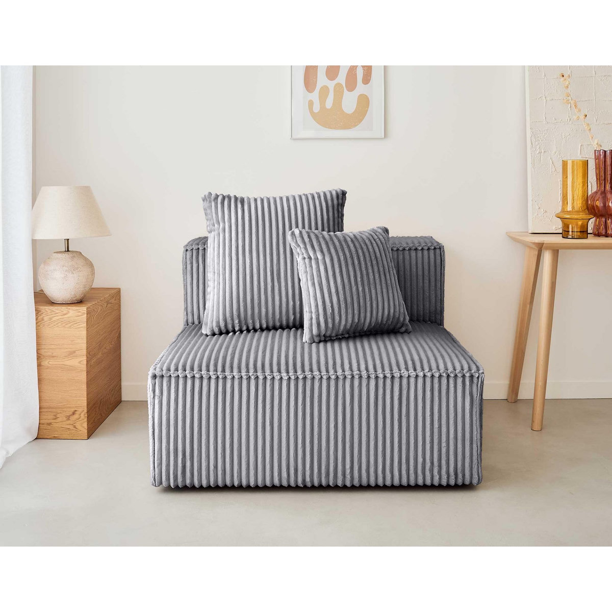 LISA DESIGN Colombine - module d'assise - en velours côtelé grosses côtes