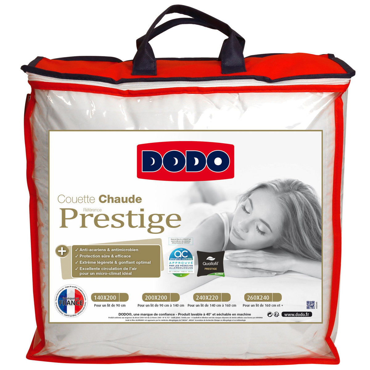DODO Couette prestige traitée anti-acarien Allerban 350g/m²