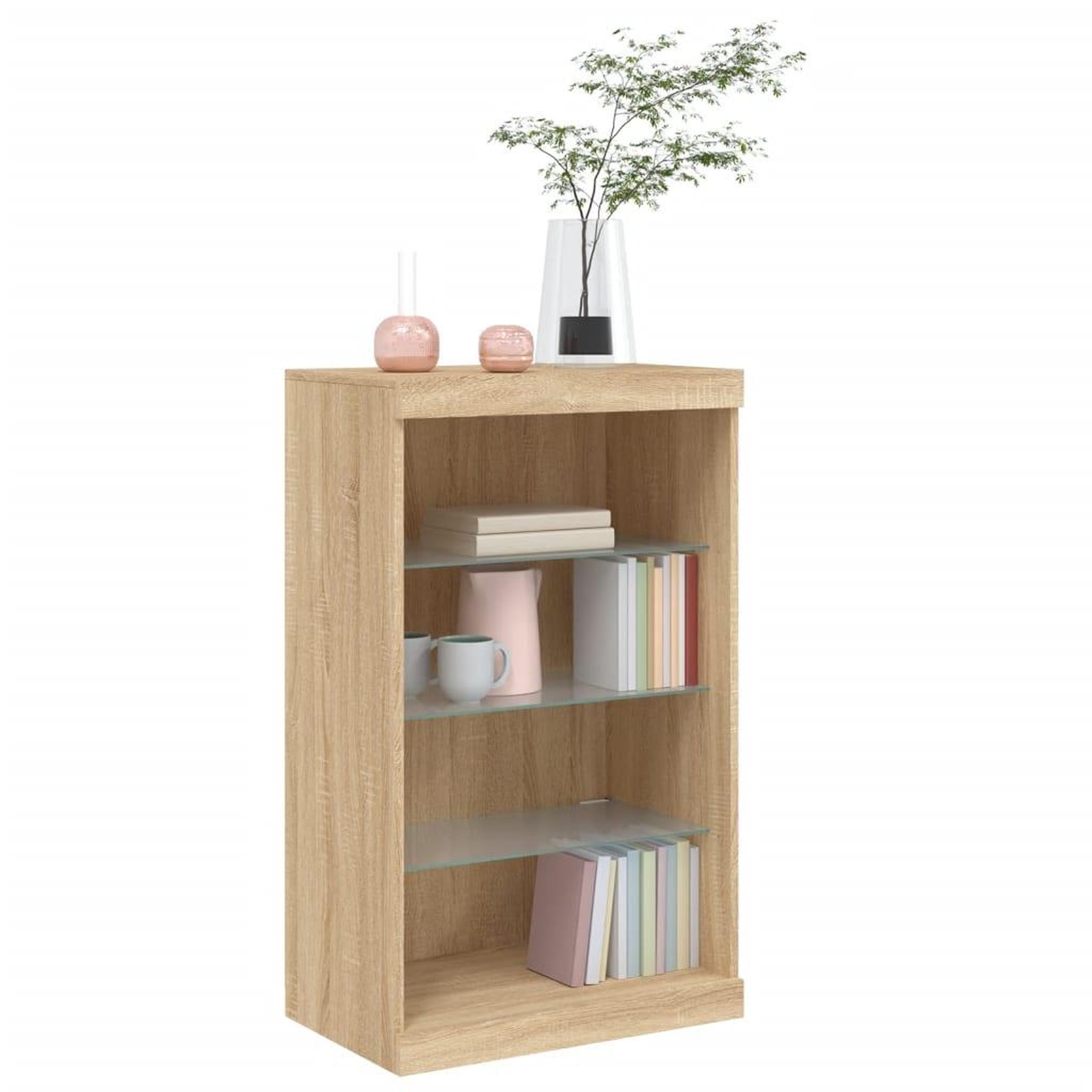 Voir la diapositive 5 : VIDAXL Buffet avec lumieres LED chene sonoma 60,5x37x100 cm