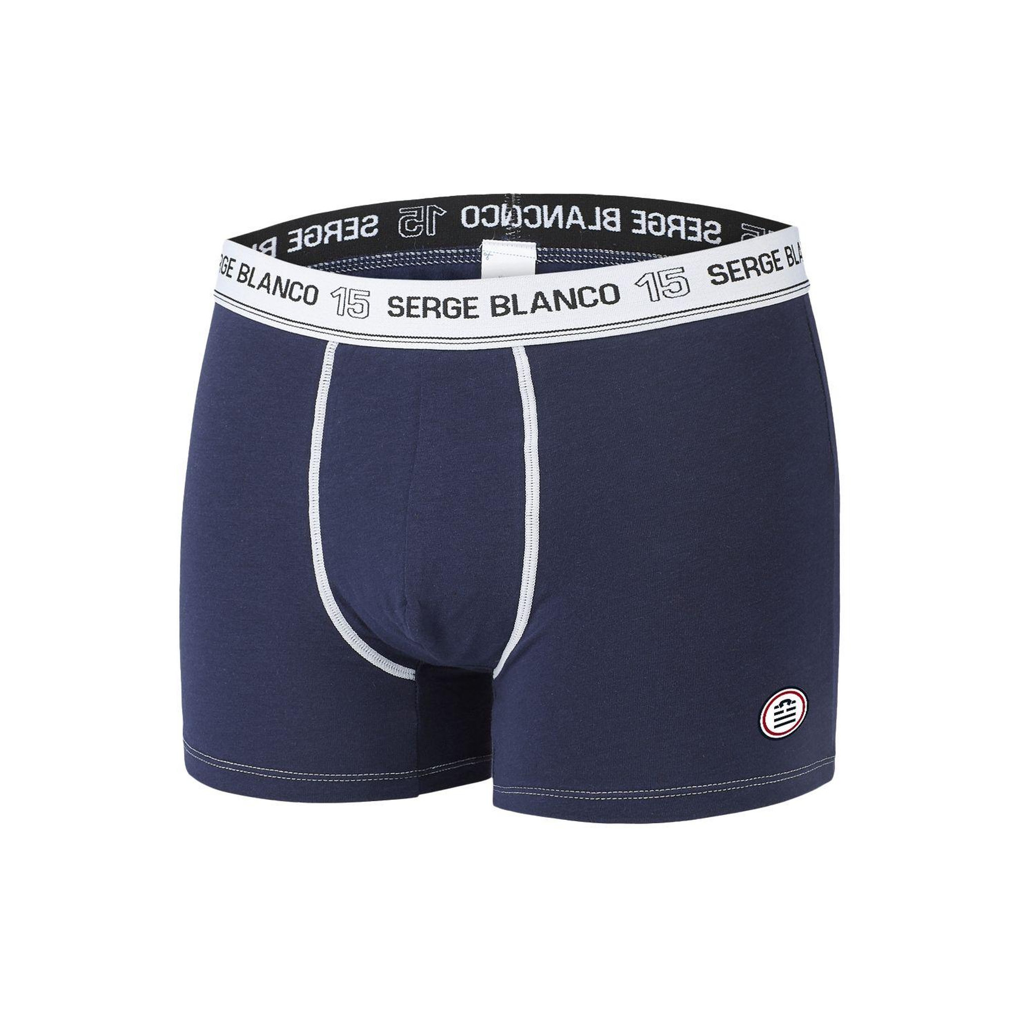 Voir la diapositive 5 : SERGE BLANCO Lot de 4 Boxers coton homme avec surpiqûres Class