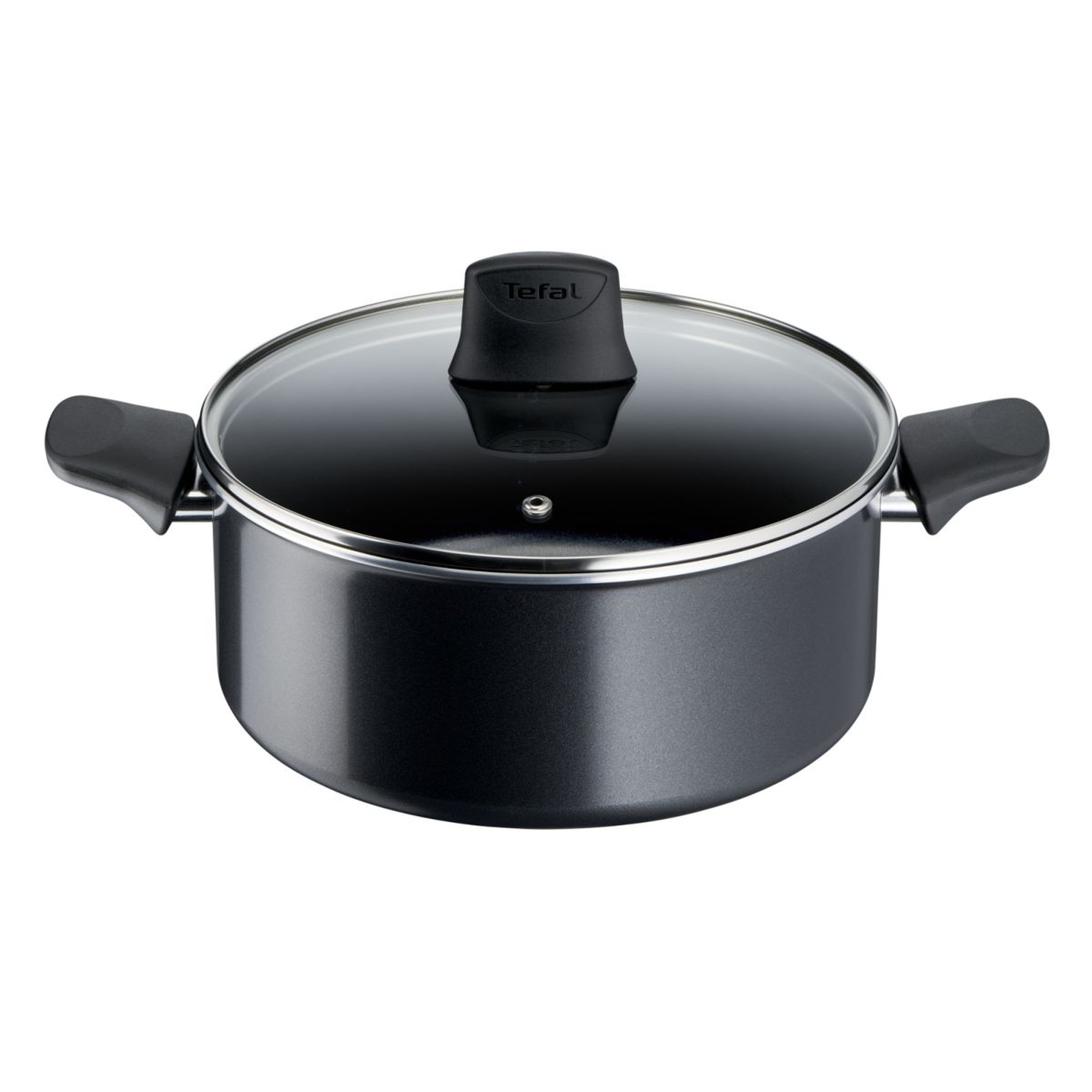 TEFAL Faitout 24cm en aluminium noir avec couvercle GENEROUS COOK