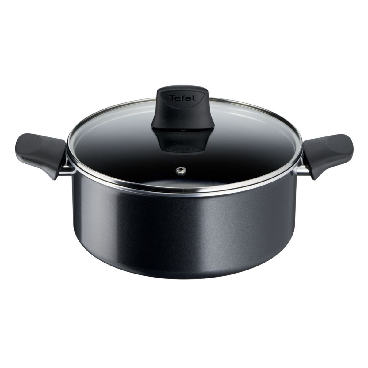 TEFAL Faitout 24cm en aluminium noir avec couvercle GENEROUS COOK