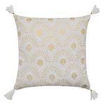 Paris Prix Coussin Déco Imprimé Métallisé  Layoa  45x45cm Naturel