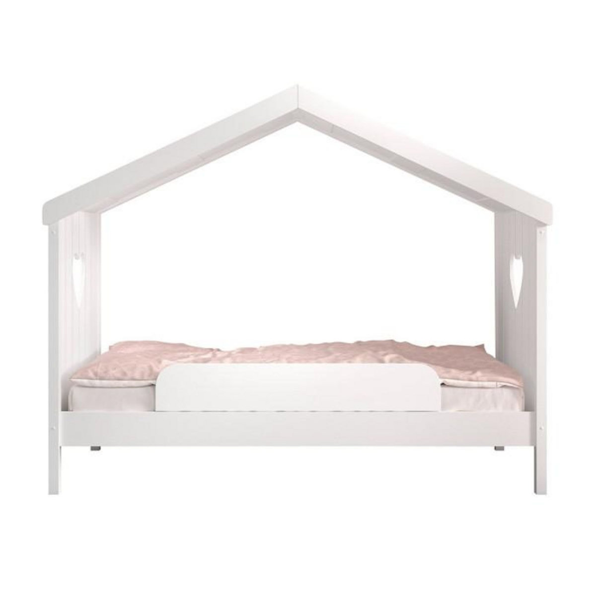 Paris Prix Lit Cabane Enfant Ouvert & Barrière  Amori  90x200cm Blanc