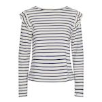 Pieces T Shirt Rayure Marine/ Femme Pieces Niana. Coloris disponibles : Blanc
