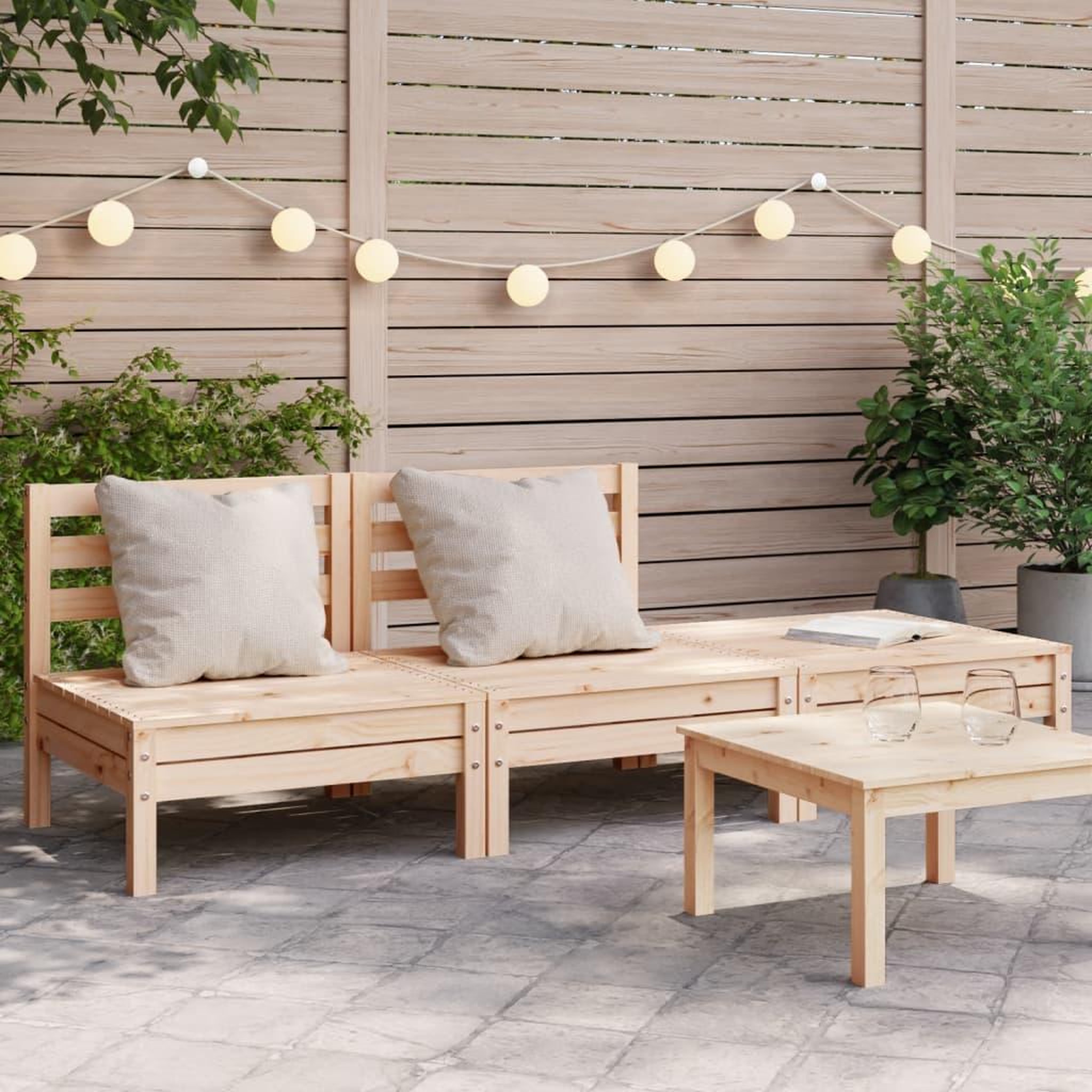 VIDAXL Canape de jardin 3 places bois de pin massif