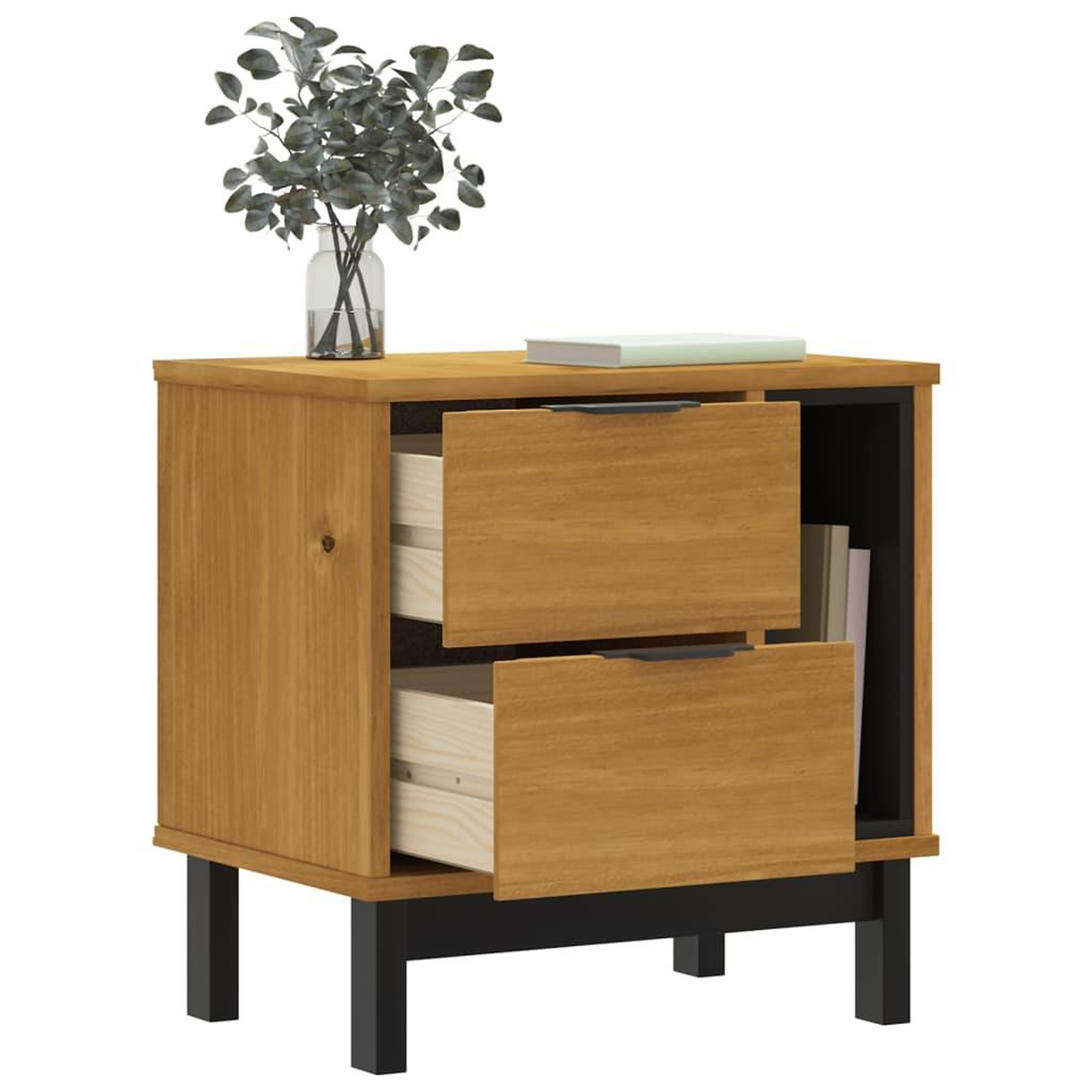 Voir la diapositive 3 : VIDAXL Table de chevet FLAM 49x35x50 cm bois de pin massif