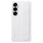 Samsung Coque en silicone avec lanière et support pour Samsung Galaxy S25+ Blanc