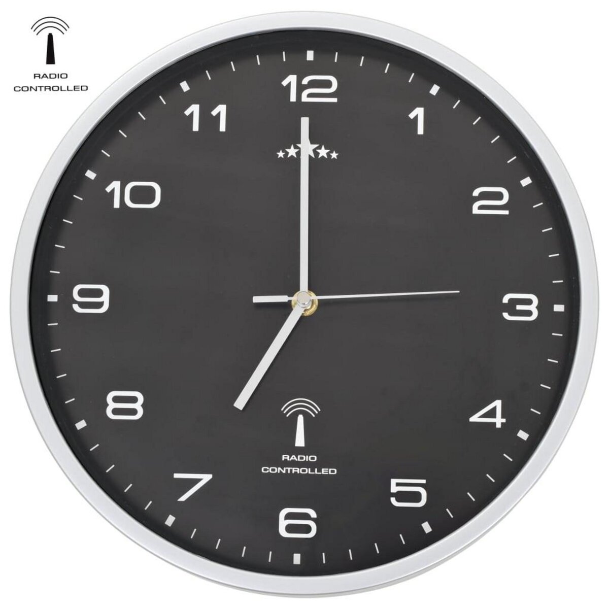 VIDAXL Horloge murale radioguidee avec mouvement a quartz 31 cm Noir