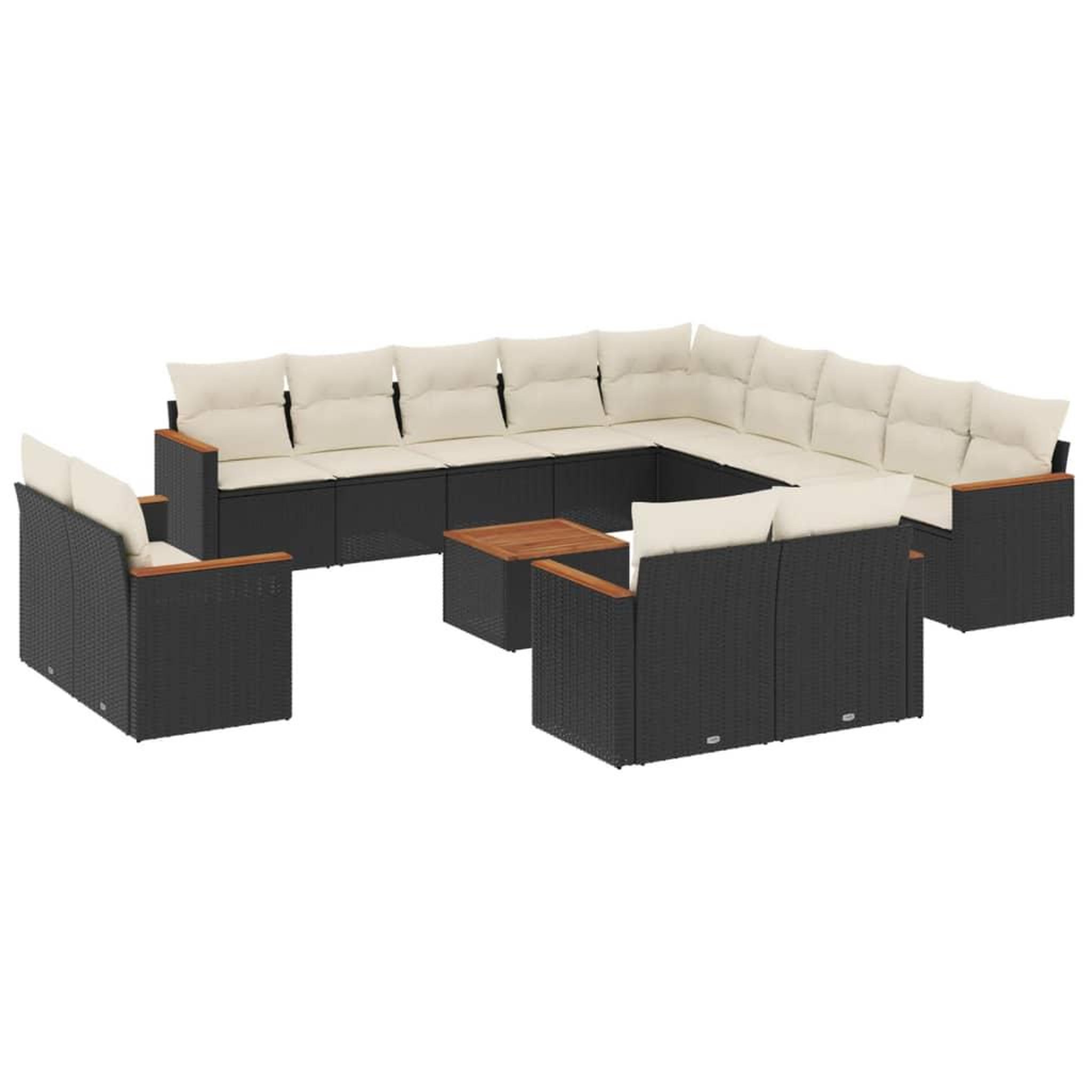 Voir la diapositive 2 : VIDAXL Salon de jardin avec coussins 14 pcs noir resine tressee