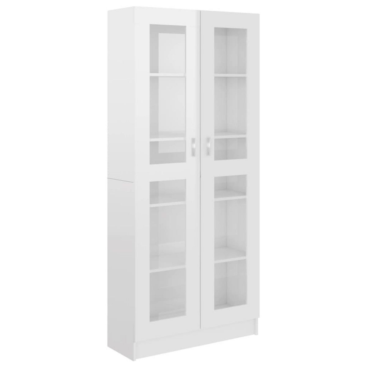 VIDAXL Armoire a vitrine Blanc brillant Bois d'ingenierie