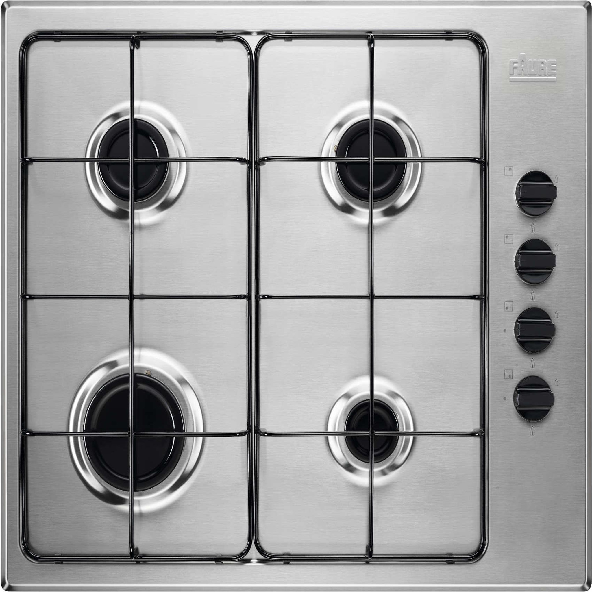 Voir la diapositive 1 : FAURE Table de cuisson gaz 60cm 4 feux 8000w inox - FGH62414XA