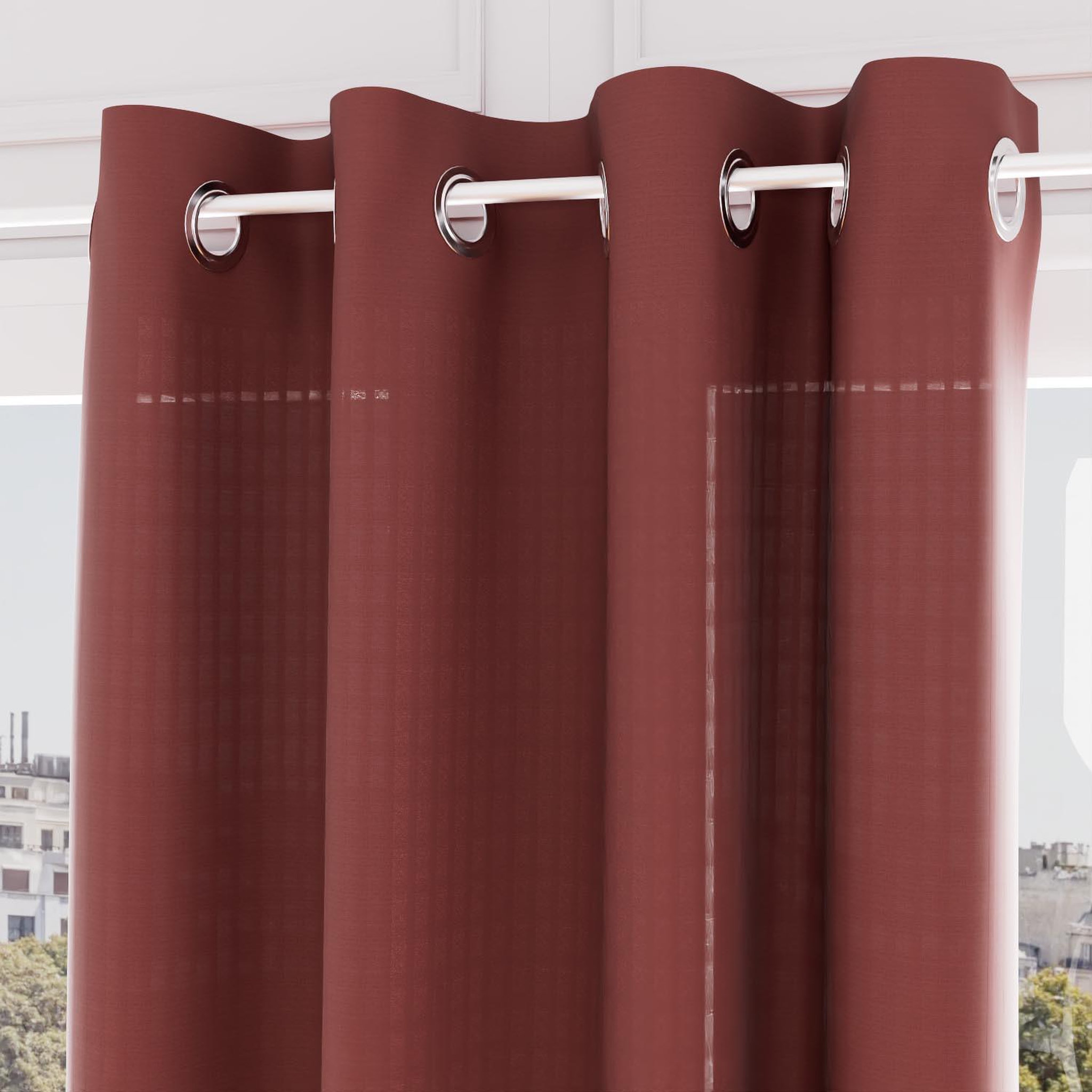 Voir la diapositive 1 : SOLEIL D'OCRE Voile oeillets jacquard 135X250 cm VELVET, par Soleil d'ocre