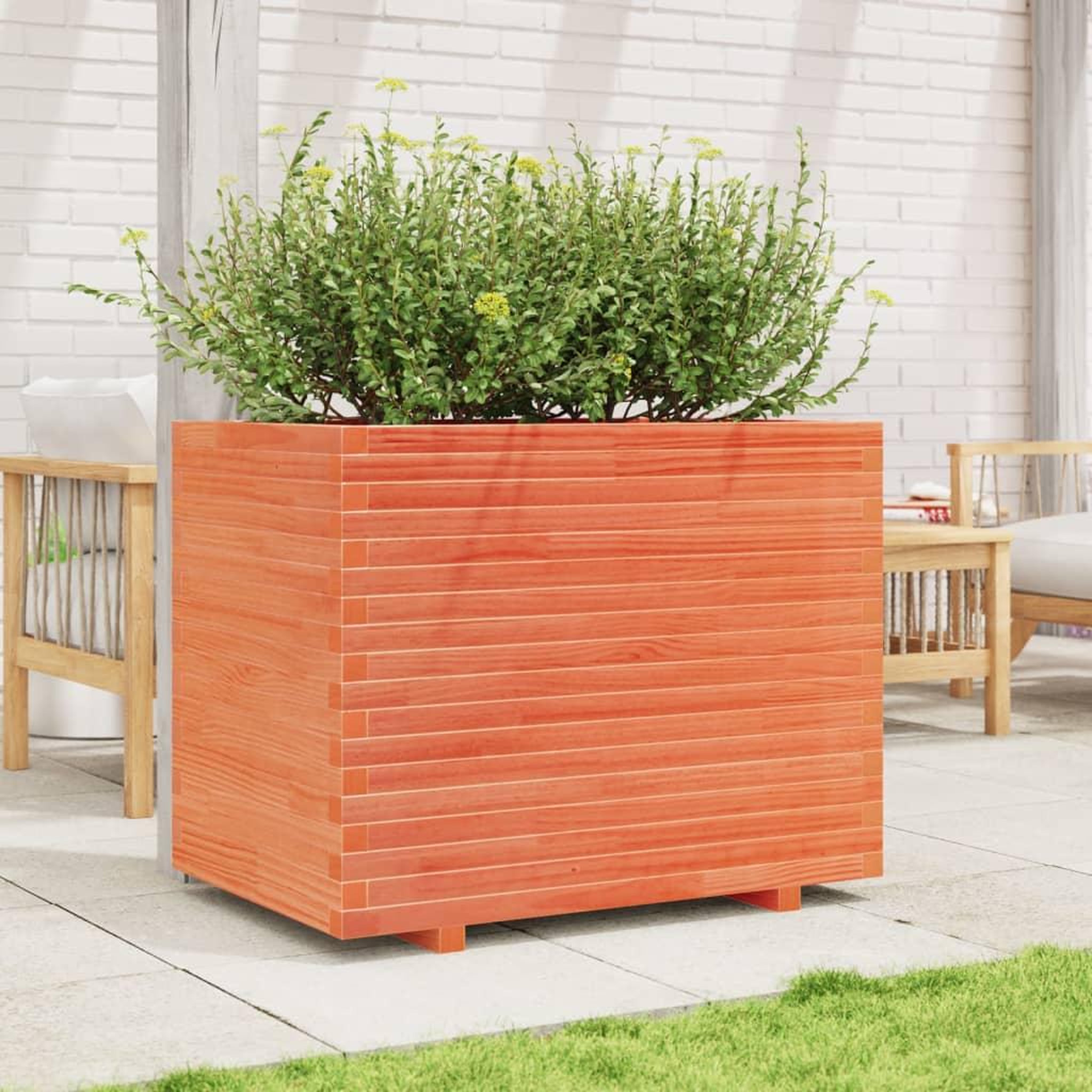 Voir la diapositive 3 : VIDAXL Jardiniere cire marron 90x60x72,5 cm bois de pin massif