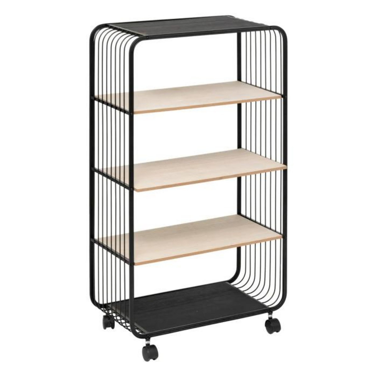 FIVE Étagère à Roulettes 4 Niveaux  Bert  96cm Noir