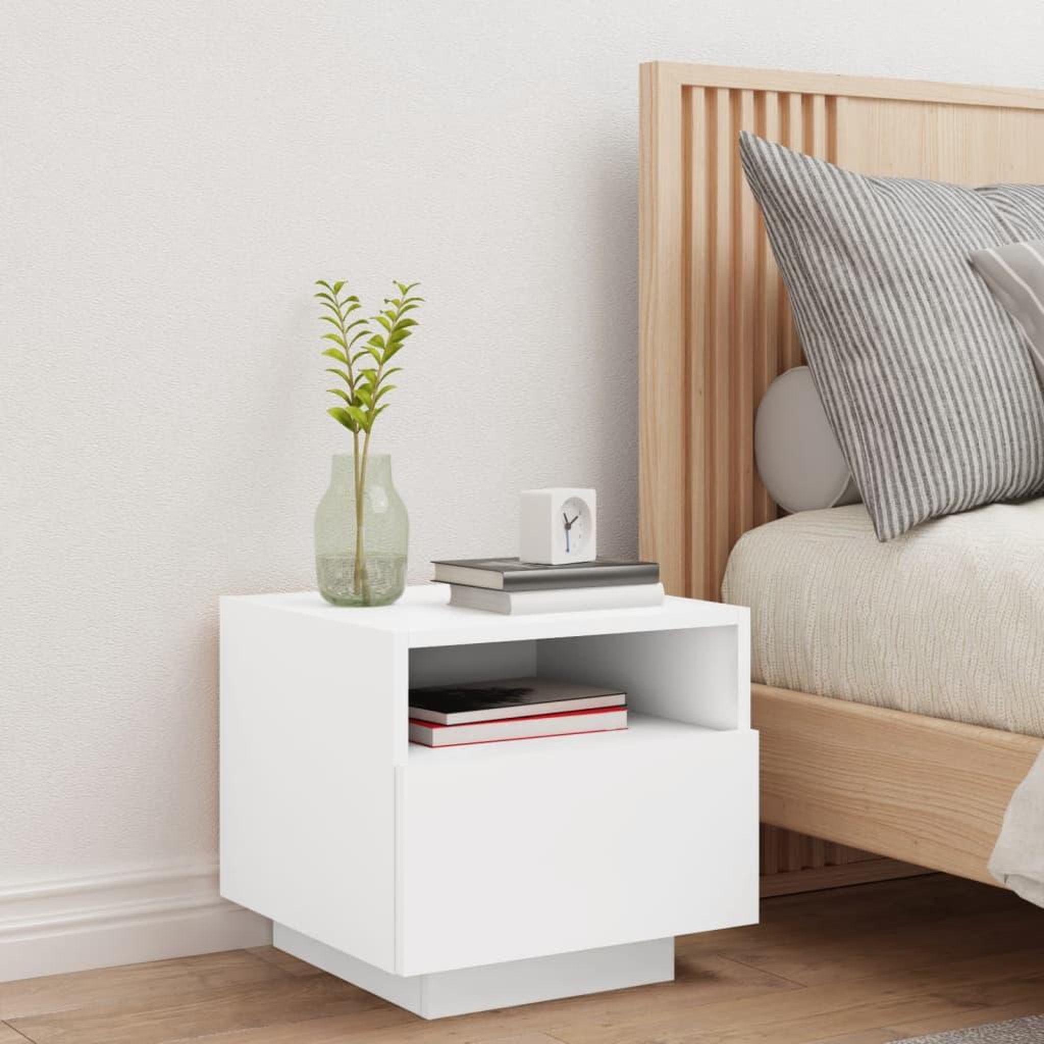 Voir la diapositive 3 : VIDAXL Table de chevet avec lumieres LED blanc 40x39x37 cm