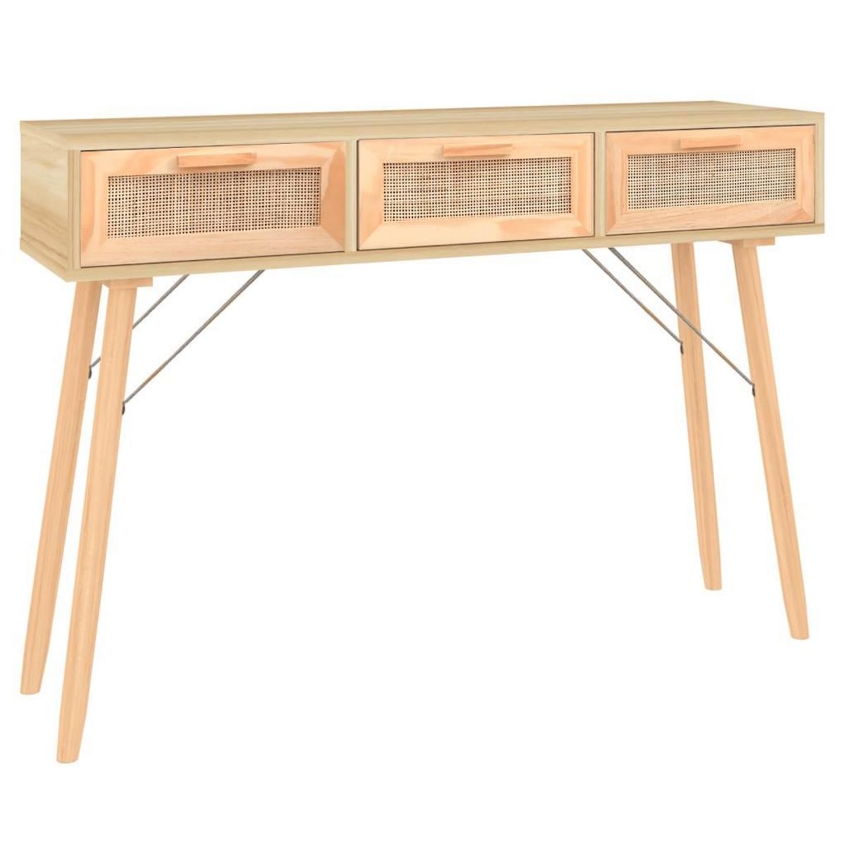 VIDAXL Table console Marron 105x30x75cm Bois massif pin /rotin naturel