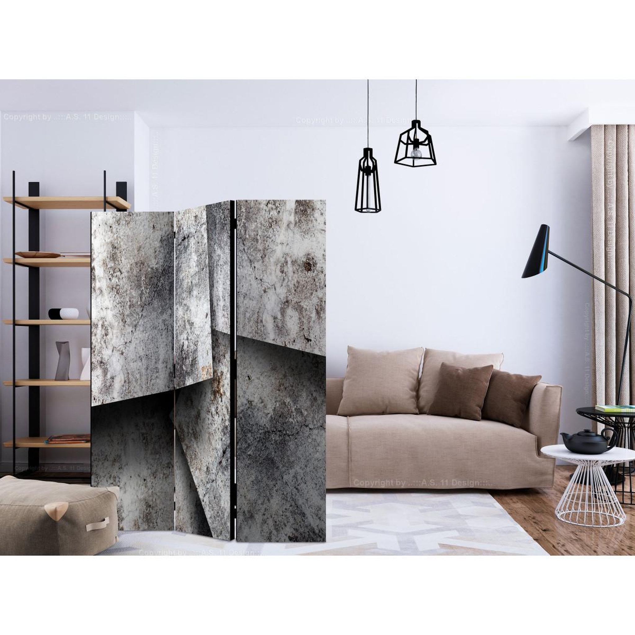 Voir la diapositive 2 : Paris Prix Paravent 3 volets  concrete cards  135x172cm