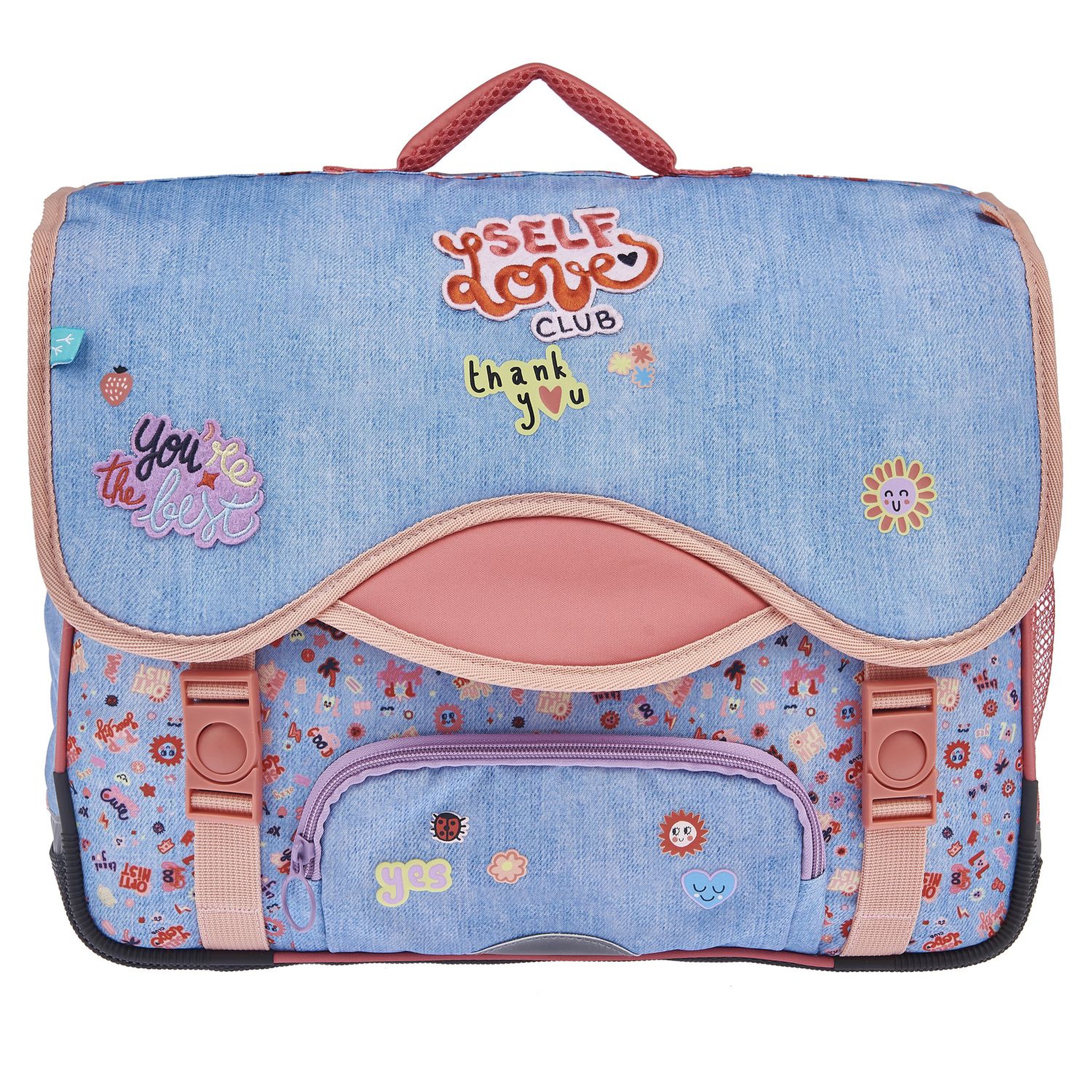 Voir la diapositive 1 : AUCHAN Cartable 41 cm bleu STICKY HAPPINESS