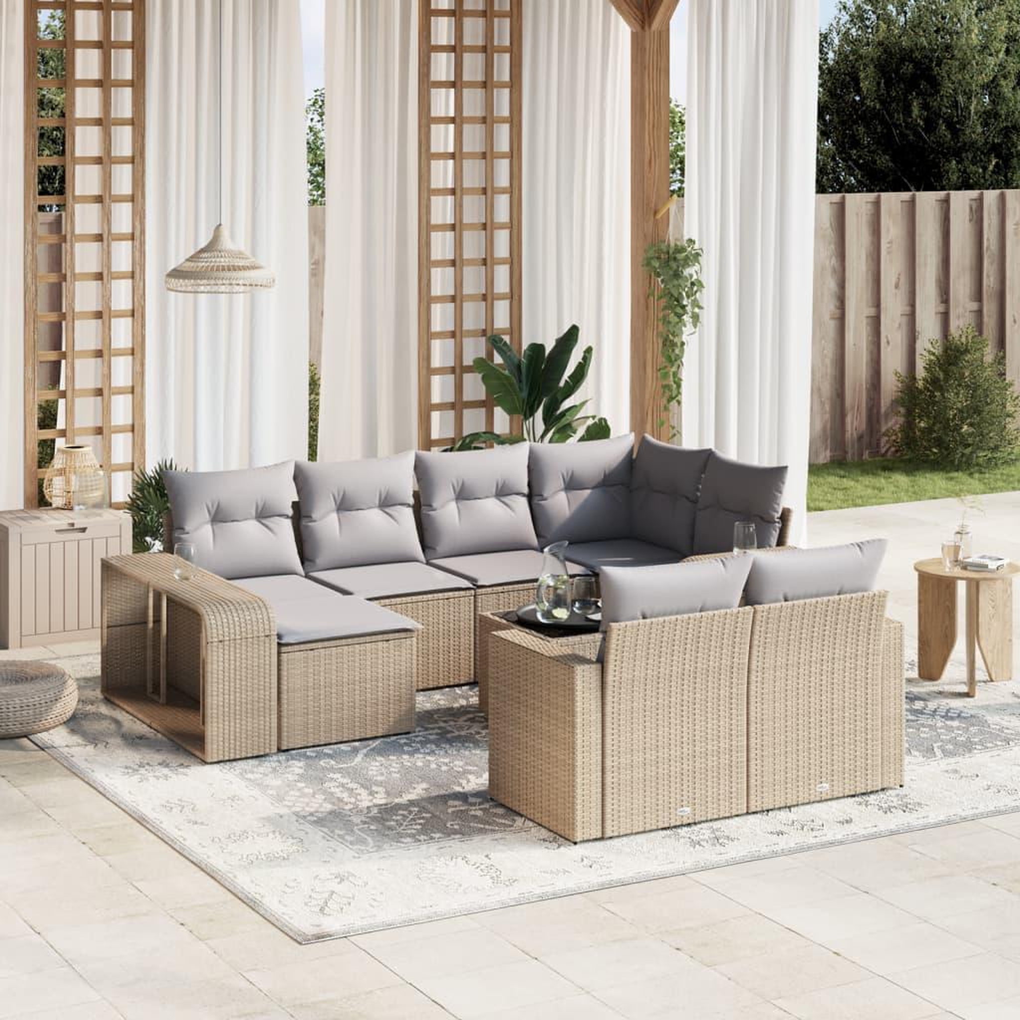 VIDAXL Salon de jardin 11 pcs avec coussins beige resine tressee