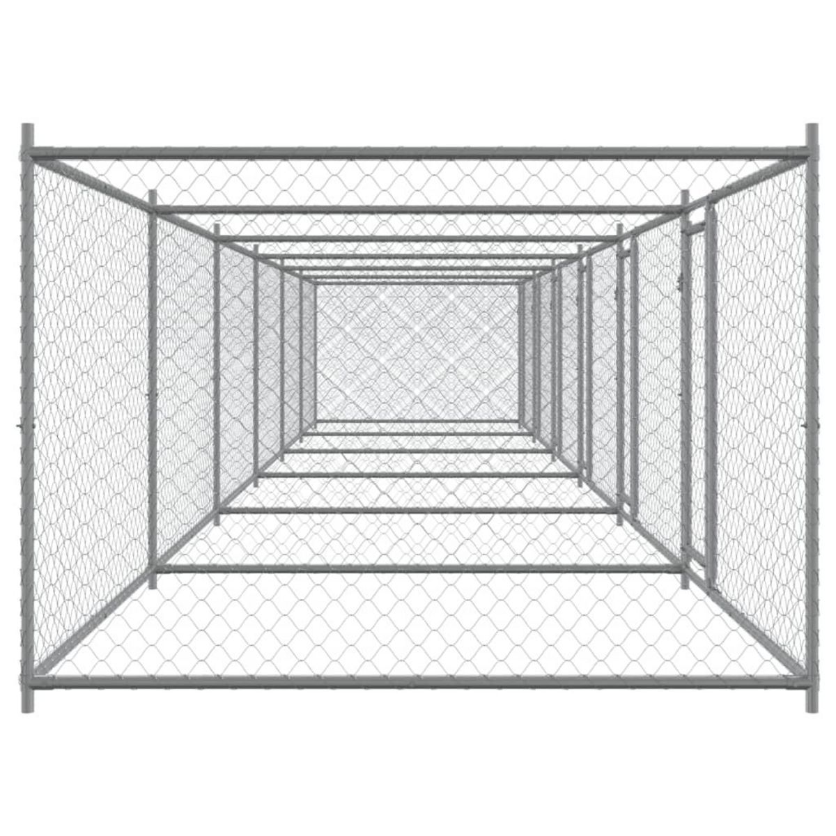 VIDAXL Cage pour chien avec portes gris 12x2x1,5 m acier galvanise